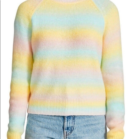 BB Dakota by Steve Madden striped pastel ombré fuzzy sweater size XL - Picture 4 of 14